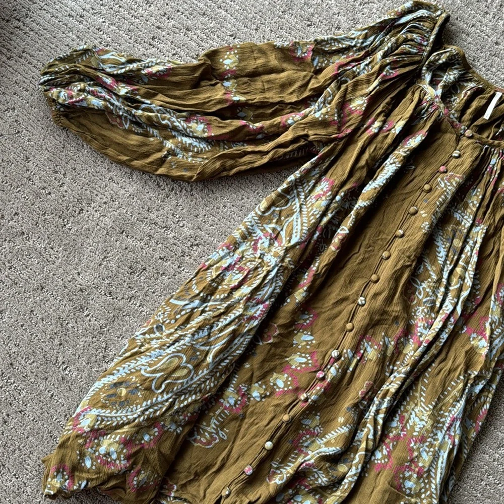 Free People Olive Peasant Babydoll Dress_3